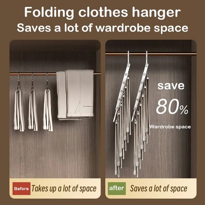 6-Tier Space Saving Pants Hanger with Wide 50mm Spacing, Anti-Slip Closet Organizer for Jeans, Trousers and Scarves