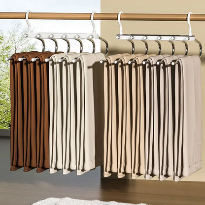 6-Tier Space Saving Pants Hanger with Wide 50mm Spacing, Anti-Slip Closet Organizer for Jeans, Trousers and Scarves