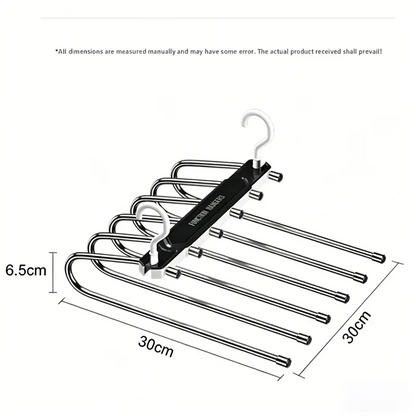 6-Tier Space Saving Pants Hanger with Wide 50mm Spacing, Anti-Slip Closet Organizer for Jeans, Trousers and Scarves